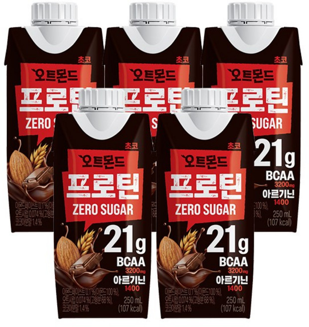 롯데칠성 오트몬드 프로틴 제로슈거 초코, 250ml, 5개