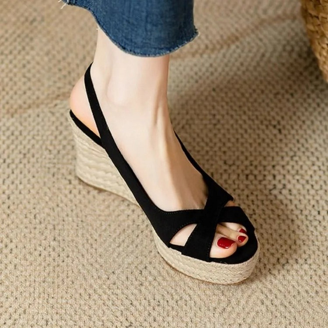 MOON 여름 여성 웨지힐 샌들 8cm 6015