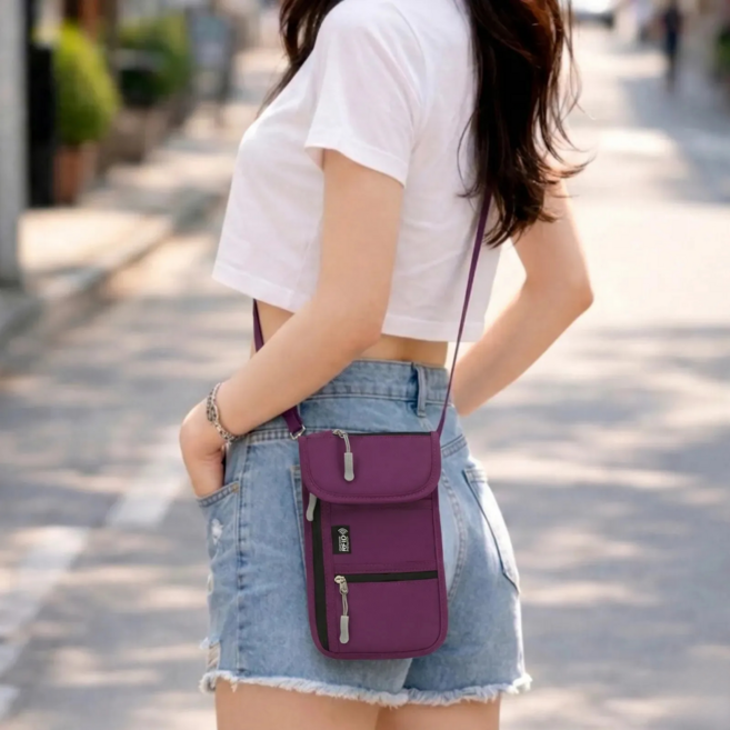 늘모아마켓 해킹방지 RFID차단 여행용 여권가방 도난방지 크로스백 스마트폰 파우치