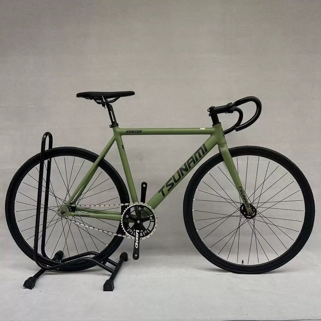 쓰나미픽시 픽시자전거 snm100 완성차 앞뒤브레이크포함, 58cm, 3.1카키그린/30mm 더블림