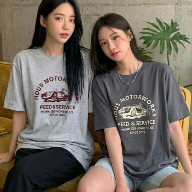 쁘띠엘라 루즈핏 반팔티 레터링 신축성 티셔츠 1+1