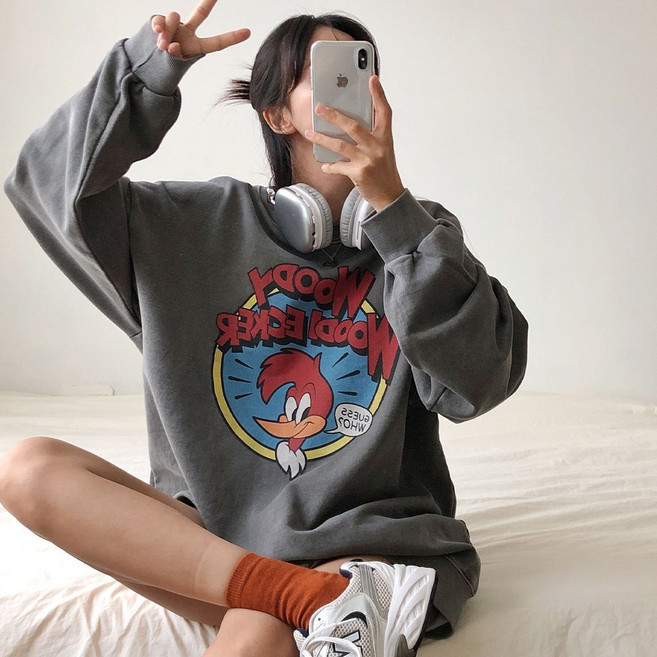 러브앤시티 남녀공용 피그먼트 우디 맨투맨 빅사이즈 오버핏 라운드티셔츠 박스티 워싱 프리미엄 원단