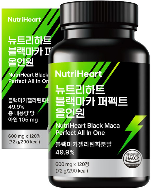 뉴트리하트 블랙마카 아르기닌 홍삼 흑마늘 야관문, 1개, 120정
