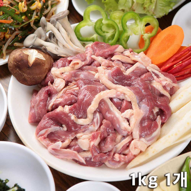 국내산 무항생제 오리로스 1등급 생오리고기 신선오리정육 슬라이스, 1kg, 1개