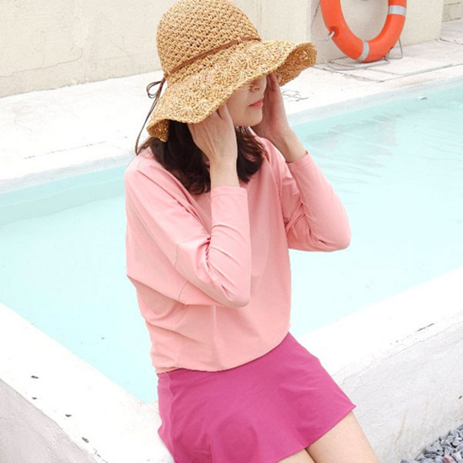 이지고 여성 가오리핏 오버핏 래쉬가드 상의 루즈핏 빅사이즈 국내산, 피치