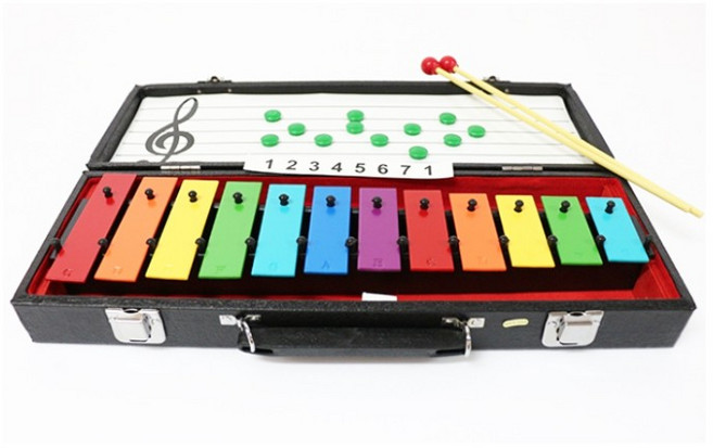 台灣製 奧福彩色鐵琴12音 學校音樂課鋼琴課教材 音階打擊樂器, 1個