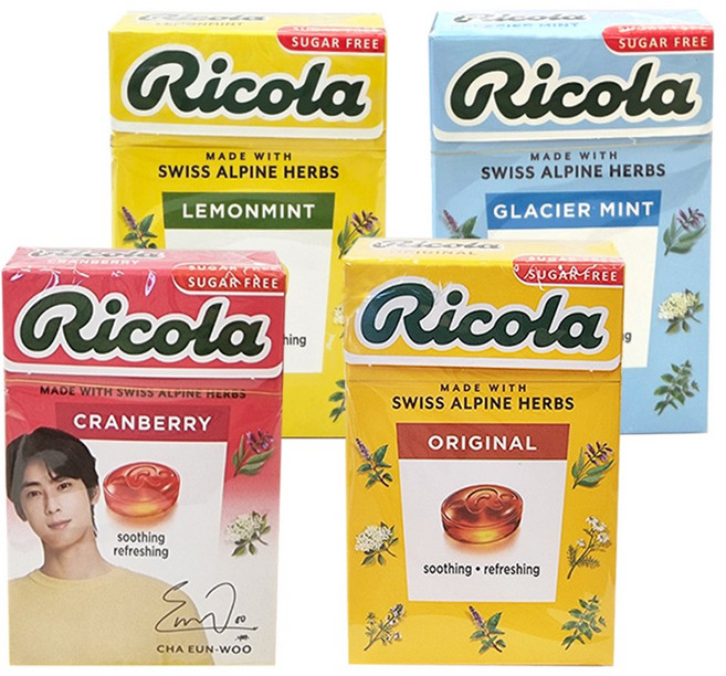 [올굿]리콜라 스위스 캔디 4종, 4개, 40g