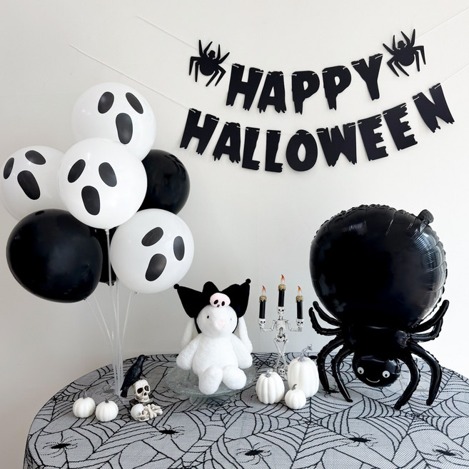 쏙쏙마켓 할로윈 파티 풍선 장식 세트 할로윈파티용품, 블랙 스파이더 고스트 세트