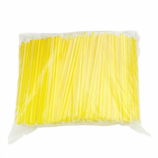 제이디팩 일자 빨대 7*250mm 노랑 개별포장 500개입, 1세트
