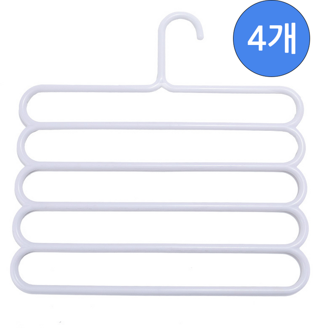 Vellya 2세대 5단 바지걸이, 4개, 흰색
