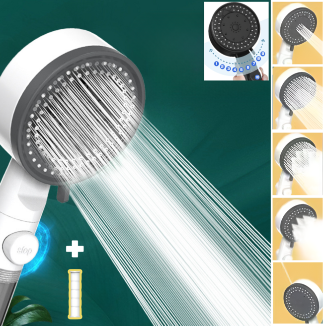 브이럽스 수압 필터 샤워기 헤드, 1개, 화이트 (필터기 1+1)