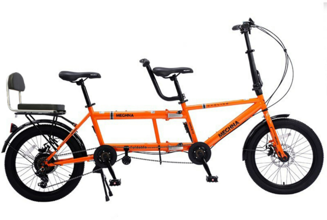 익스트롱 2인용 자전거 접이식 3인용 접는 커플 접이식 시마노7단 2인승, 오렌지, 1개