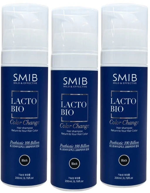 스미브 락토바이오 유산균 염색 샴푸 [내추럴 블랙], 3개, 200ml - 쿠팡