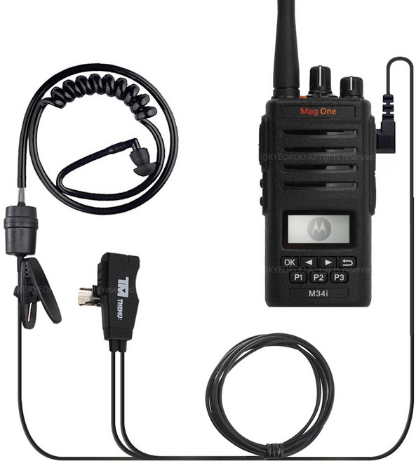모토로라 Mag One M34i 무전기 전용 더뮤 블랙튜브 이어폰 인이어 리시버 MOTOROLA 2핀