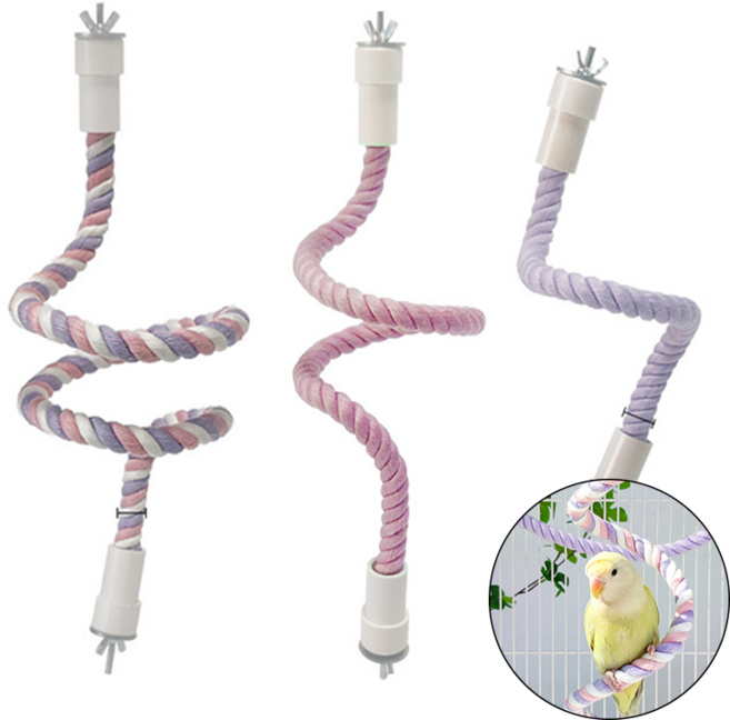 앵무새 횃대 파스텔 새장 용품 60cm, 보라 세트 3개, 3개