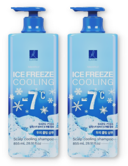 엘라스틴 아이스프리즈 두피 쿨링 샴푸 멘솔향, 855ml, 2개