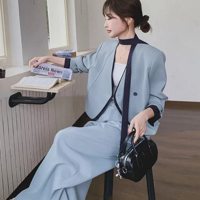 꽃소담 여성 정장바지 세트 숏 정장자킷 롱팬츠 상하의 투피스 XP963