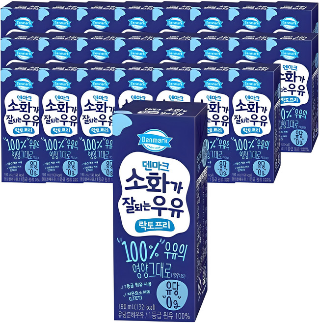 덴마크 소화가 잘되는 우유 락토프리, 190ml, 24개