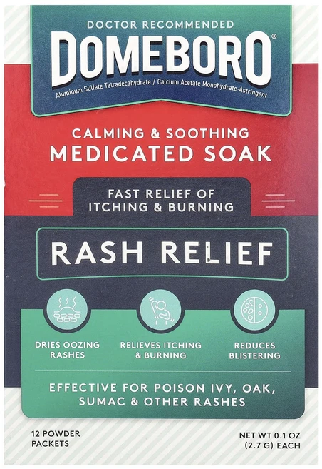 Domeboro 의료용 입욕제 발진 완화 파우더 팩 12개 각 2.7g(0.1oz), Domeboro의료용입욕제발진완화파우더팩12개각27g0, 2.7g - 쿠팡