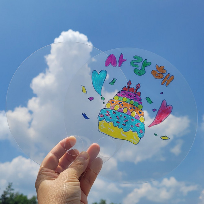 투명 고투명 동글이 부채 PP PET 무지 캘리그라피 꾸미기 원형 그리기 팬시 낱개판매 어린이집 유치원 방과후 미술학원, 1개, 2. 고투명 PET