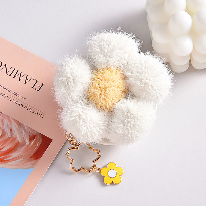 피누라 벚꽃 털 폼폼이 열쇠고리 예쁜 방울 열쇠고리
