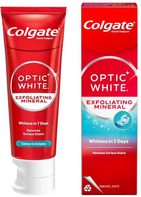콜게이트 옵틱 화이트 엑스폴리에이팅 미네랄 치약, 100g, 3개
