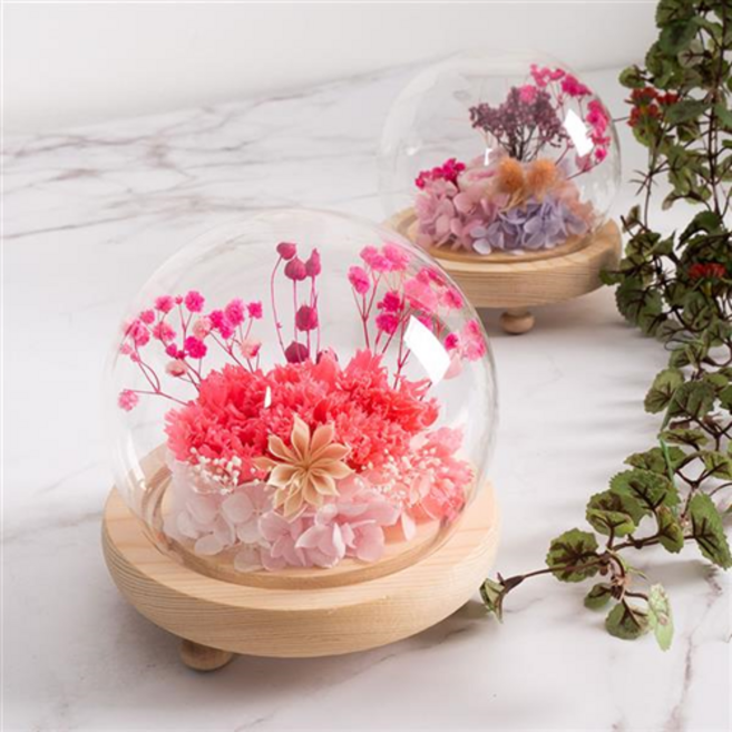 지오샵 부모님 생신 부부의날 로즈데이 LED유리돔 프리저브드 플라워 선물, 01.LED_FA(카네이션), 1개