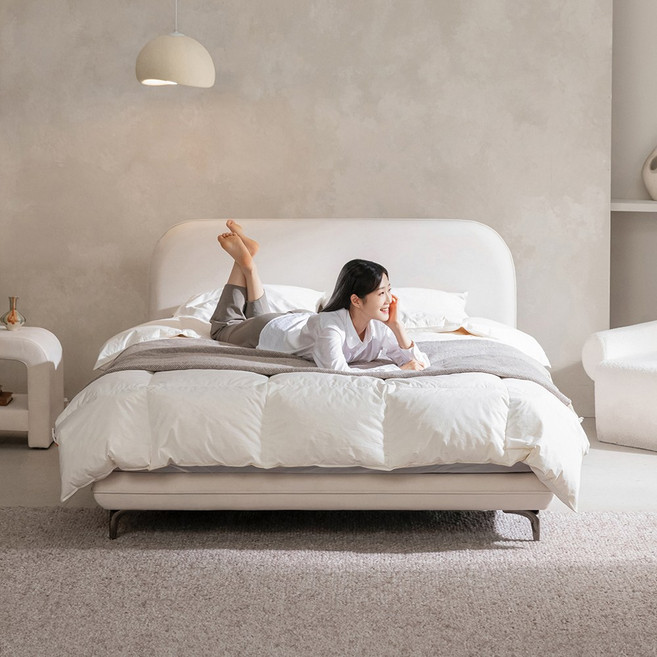 라자가구 뮬러 아쿠아텍스 패브릭 호텔 침대 프레임 라지킹 LK+협탁1, 라지킹(LK)+협탁1, 아이보리