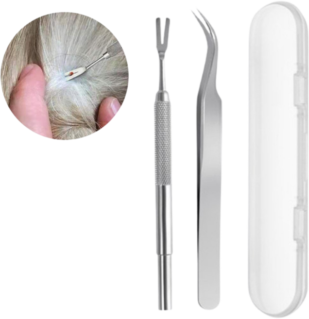 스텐 강아지 진드기 제거 핀셋 2종세트 해충집게, 1개, 1ml