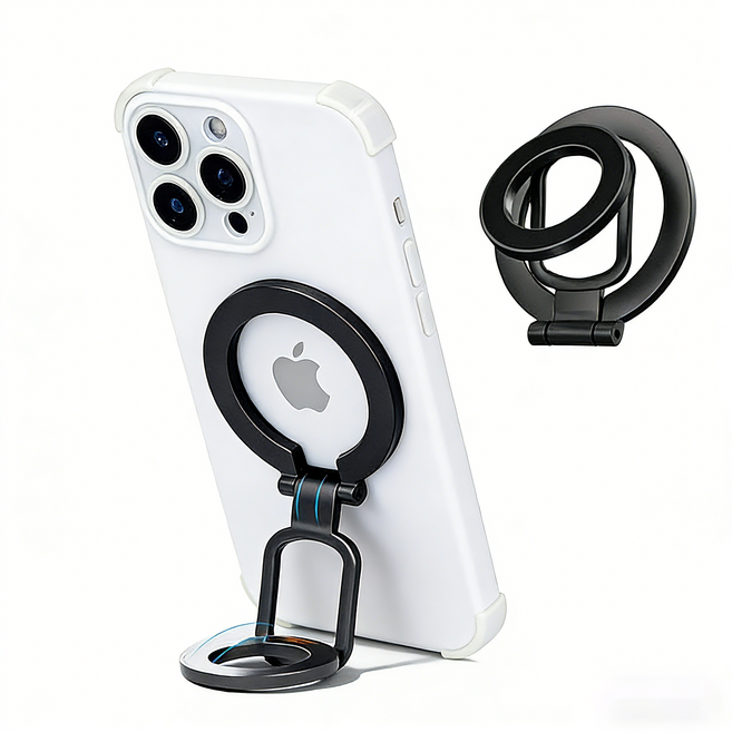 맥세이프그립톡 양면 자석 흡착 회전 거치대 Magsafe 핸드폰 고리 거치대 탈부착, 1개, 블랙