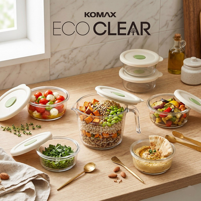 코멕스 에코클리어 내열유리 멀티쿡 7종 세트 냉동밥용기 계란찜기, 단일구성, 1세트