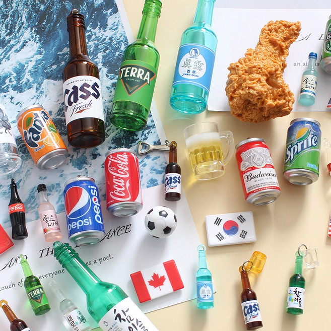 소주 맥주 음료수 닭다리 만국기 미니어쳐 냉장고자석 마그넷 작지만 강력한 귀여운 메모홀더 현관문자석, 40.빅닭다리