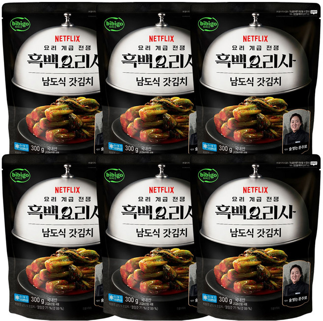 비비고 흑백요리사 갓김치, 6개, 300g