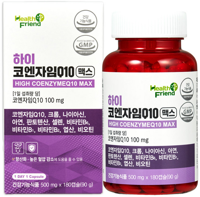 헬스프랜드 하이 코엔자임Q10 맥스 6개월분 코큐텐 코엔자임큐텐 복합11종 항산화 영양제, 1개, 90g, 1개