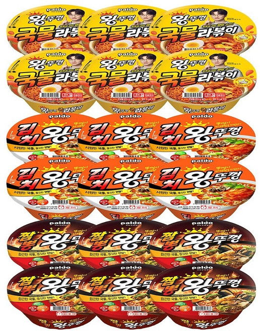 팔도 왕뚜껑 라볶이 130g x6개+김치왕뚜껑 110g x6+짬뽕왕뚜껑 x6, 18개