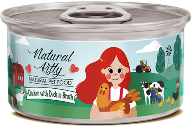 고양이 간식 내추럴키티 내추럴 캔 80g x 12개 습식캔, 치킨&오리