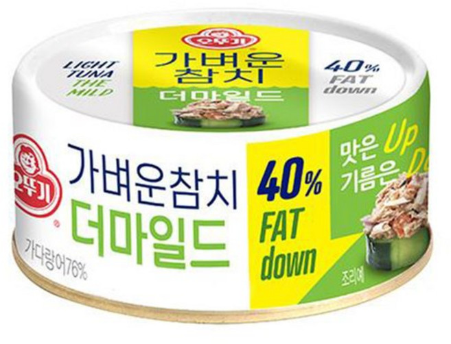 인정식탁 [오뚜기] 가벼운참치 더마일드 100g x 36(1box), 36개