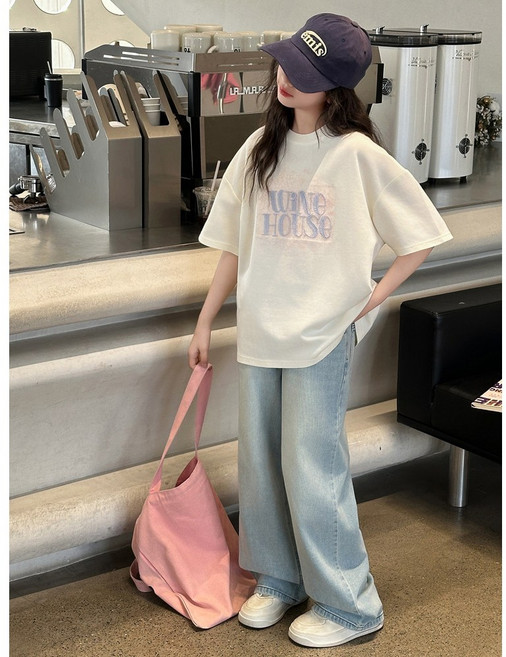 주니어 초중생 여아 반팔티 청바지 상하세트 SW-5605