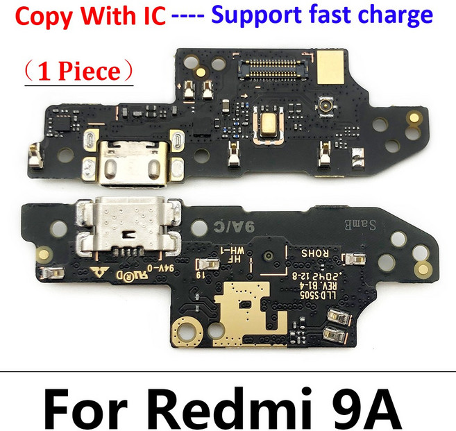 GEEKI 휴대폰 스마트폰 자가 수리 교체 부품 USB 충전 포트 보드 플렉스 케이블 커넥터 샤오미 호환 Redmi 8 8A 9 9C 9A 9T 10C 12C 10A 10 12 1, 1개, [02] For Redmi 9A With IC