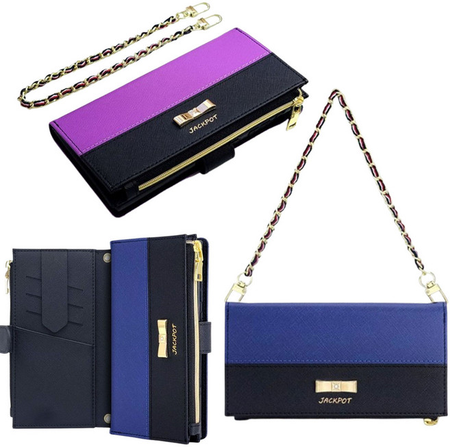 갤럭시S23FE SM-S711N 체인 스트랩 다이어리 지퍼기능 가죽 카드 지갑형 핸드폰 케이스 동전수납기능 FHVML