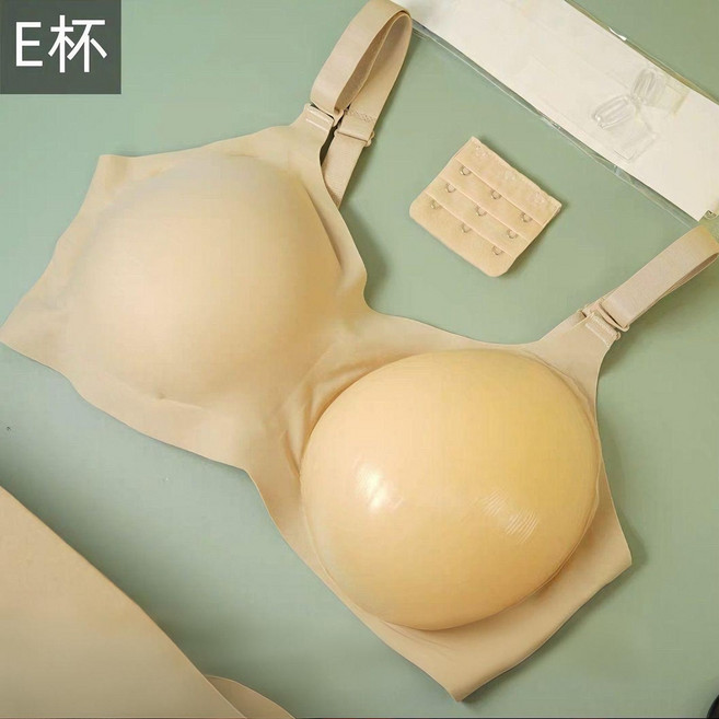 超軟硅膠假胸 小胸顯大聚攏仿真 2024春新款變裝, 1個, 【膚色】E罩杯加透明帶-6.6cm厚34/75(建議98-118斤)