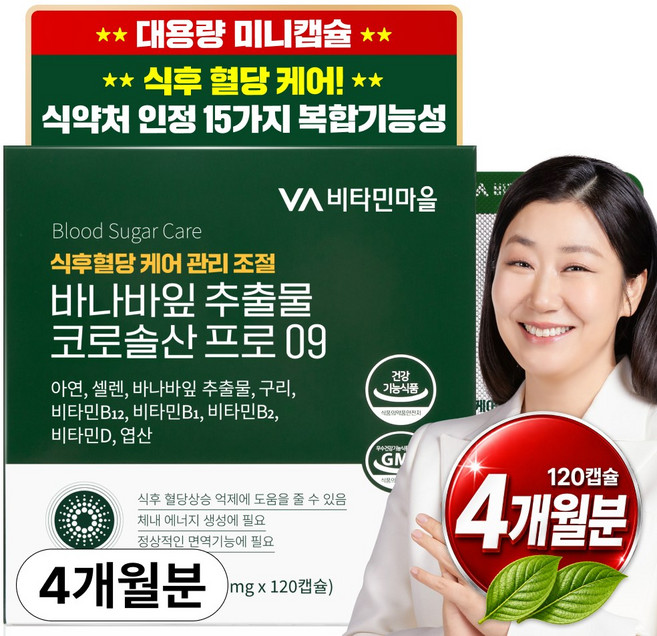 비타민마을 식후 혈당관리 바나바잎 추출물 코로솔산 프로 09, 120정, 1개