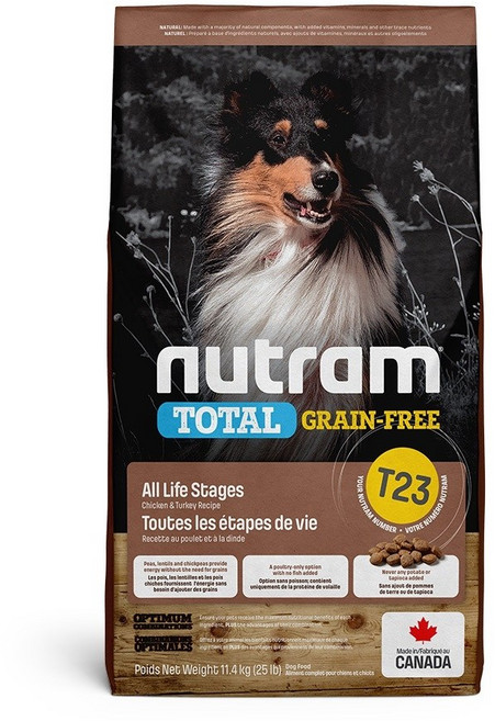 紐頓 Nutram 無穀全能系列 T23 火雞+雞肉 潔牙 全齡犬 狗飼料, 1個