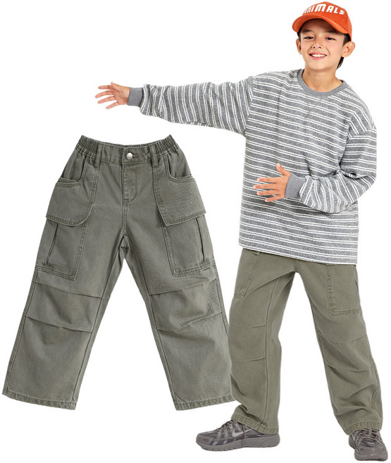 더베이지 가을 주니어 남아 면바지 캐피 코튼 카고 팬츠 B4764