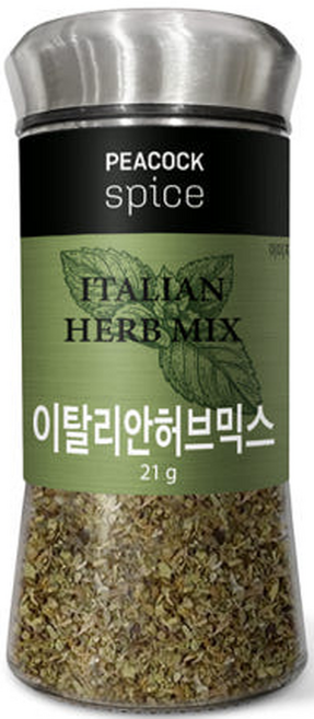 피코크 PEACOCK 이탈리안허브믹스 볶음밥 파스타 스테이크 바질 마조람 타임 오레가노 요리 향신료, 1개, 21g