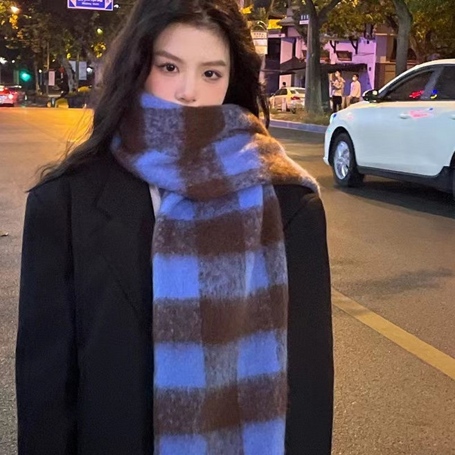 겨울 체크 머플러 롱목도리 캐시미어라이크 남여공용 커플 빅사이즈 HADA
