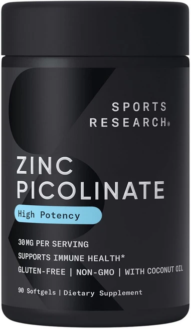 스포츠리서치 아연 피콜리네이트 30mg 소프트젤, 90정, 1개 - 쿠팡