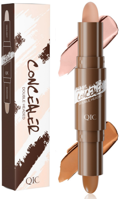 QIC 더블헤드 컨실러 쉐딩 하이라이터 스틱 3in1 멀티 컨투어링 스틱 얼굴 윤곽 메이크업, 02 로터스베이지, 1개