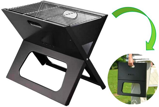 Gaayou 접이식 캠핑 바베큐 화로대 바베큐 그릴 휴대용 화로대 야외용 숯불 화로대, 1개