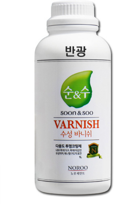 노루페인트 순앤수 수성 바니쉬, 반광 투명, 1L, 1개